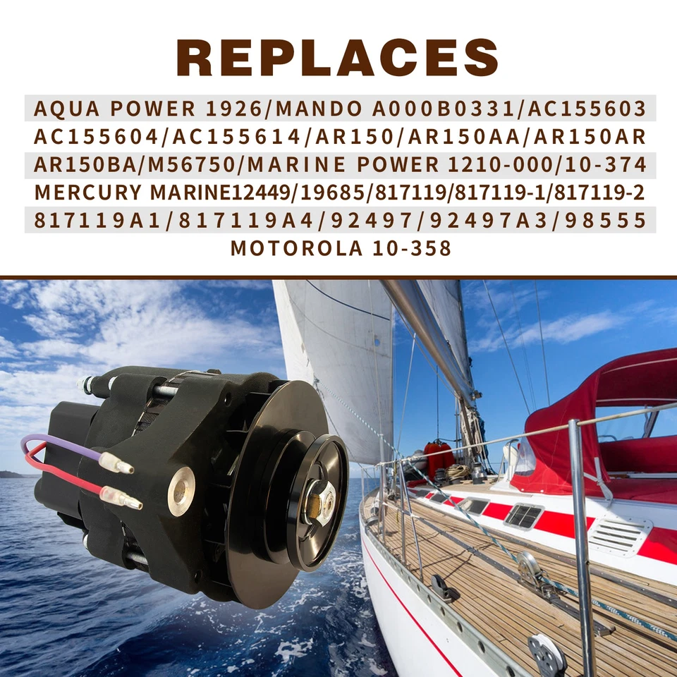 New Alternator For Chrysler Marine Mercruiser  Volvo Penta 12449 19685 817119 Foto 3 de 4