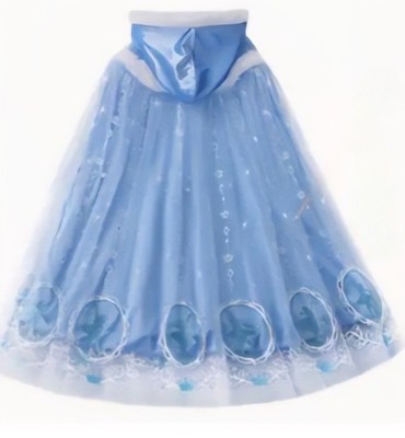 Frozen Luxurious Princess Elsa Cape Warm Lined Hood Coat Cloak Shawl 3-8 Years