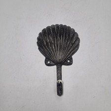 Beach Seashell Wall Hook Towel Cast black Iron