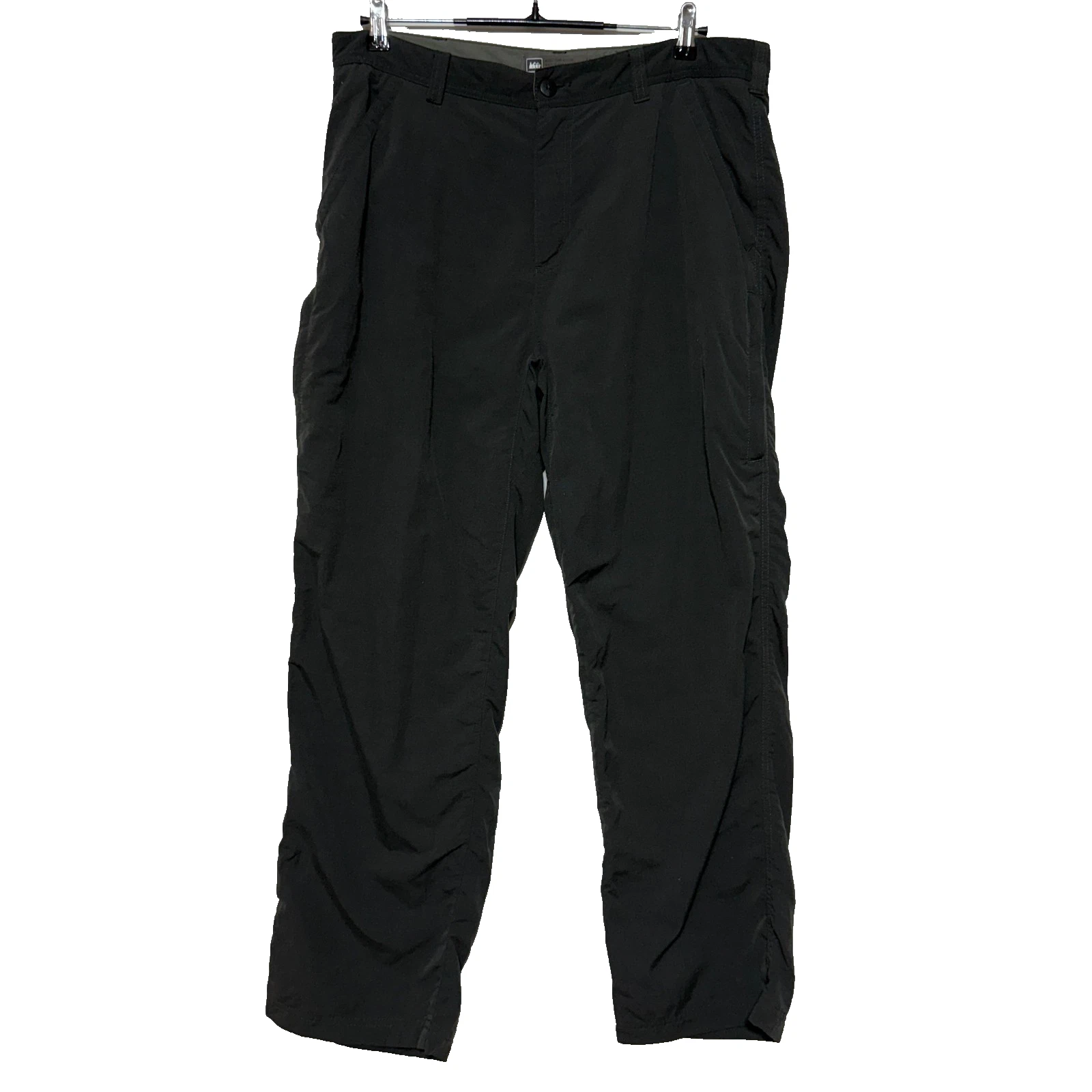 REI Pants Mens 36x30 Gray Green Cargo Zippered Pockets Nylon UPF 50+ Hiking