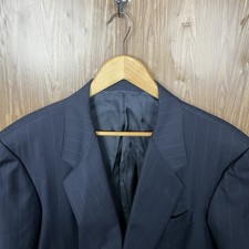 Hickey Freeman Saks Fifth Avenue Sport Coat Mens 44R Black Blue Loro Piana Wool
