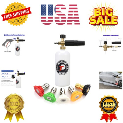 #ad Foam Cannon with 1 4 Inch Quick Connector 1 Liter 5 Pressure Washer Nozzle ... $38.99