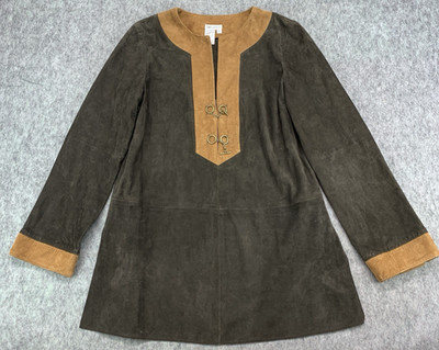 Worth 100% GENUINE LEATHER Shell Brown Tunic Shirt - Size P (6/8)