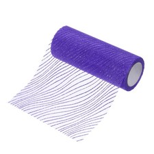6" x 10 Yards Sheer Glitters Yarn Ribbon Nylon Wave Mesh Ribbon Dark Purple 
