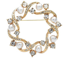 Luxury Wreath Brooch Pin Pearl Rhinestone Flower Valentine s Day Jewelry Gift