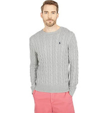 Polo Ralph Lauren Mens Cable Knit Sweater in Gray Size XL