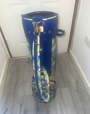 Haskoon Cart Golf Bag Blue Floral Faux Leather 4-Way Divider Zip Pockets