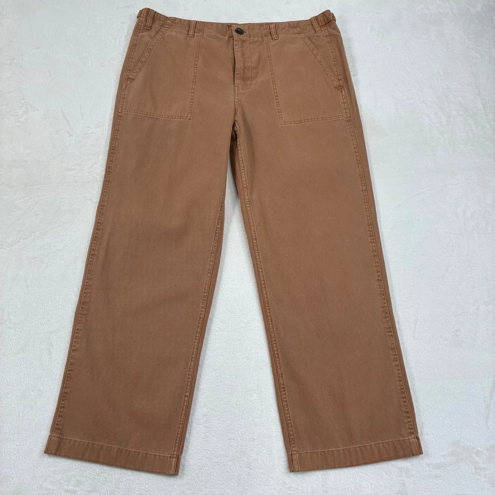 Weird Fish Cargo Trousers Mens Size W38 Tan Golden Brown Denim Casual Holiday