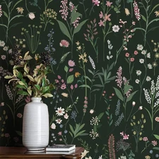 JiffDiff 17.3'' x 118.1" Floral Peel and Stick Wallpaper Vinyl Flower Wallpap...