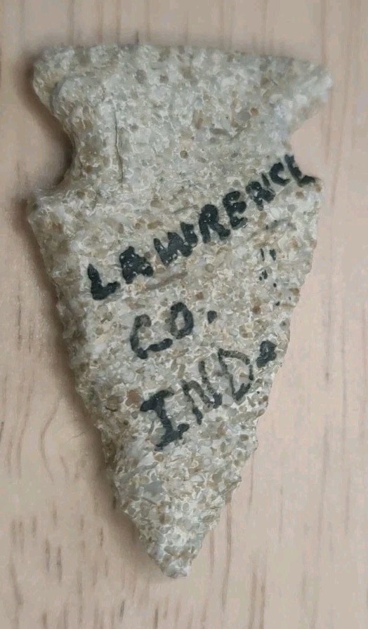 Native American Indiana Arrowhead Artifact 1 5/8 Inch Side Notched Lawrence Co