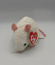 Ty Beanie Babies Tiny Mouse Plush 2009 White Pink Stuffed Animal w/ Tag Retired