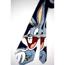 Neck Tie VTG Looney Tunes Bugs Bunny 90s Big Bugs on the Blade 56" x 4" NWOT USA