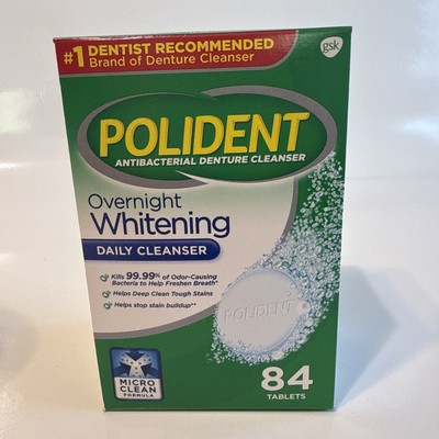 Polident Overnight Whitening Denture Cleanser Tablets - 84 ct 05/31/24