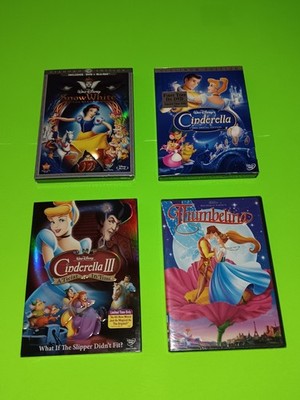 Kids DVDs Lot Of 4 Sealed Snow White Cinderella 1 & 3 Thumbelina Please Read