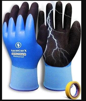 Electrician Insulated Gloves 1000V High Voltage, Waterproof for Palm Rubber.