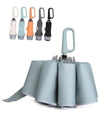 QWB TUMAAOTU Inverted Umbrella with Carabiner Handle, Wind Proof 1-green