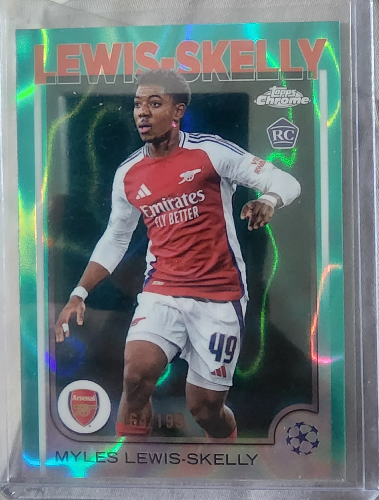 2024-25 Topps Chrome UEFA Myles Lewis-Skelly #154 RC Rookie Aqua Refractor /199