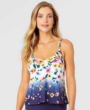 Anne Cole X2710 Women's Dip-Dyed Floral Tankini Swim Top, Multi, S