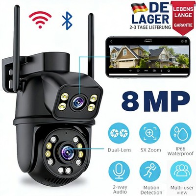 8MP HD FUNK WLAN WIFI IP NETZWERK CAMERA Outdoor AUßEN ÜBERWACHUNGSKAMERA 4K DHL