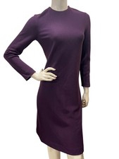 RARE Vtg 70s Sz 8 S  "BLACK LABEL" Halston Wool Knit Dress Asymmetrical Back