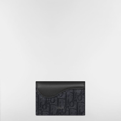 Dior Saddle Visitenkartenetui - Black Grain Calf Intarsien & Schwarz [U]