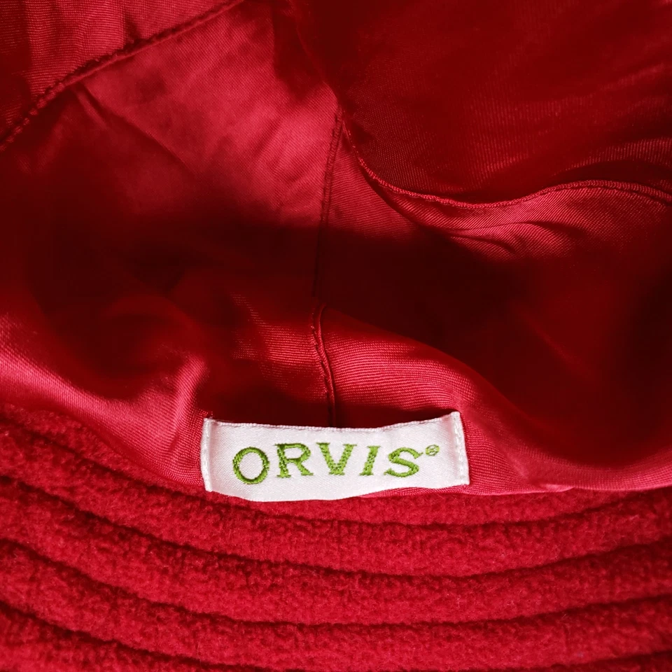 Orvis Women's Fleece Bucket Hat 6 3/4 Red Cozywear Outdoor Hiking Gorpcore - Image 4 of 4