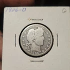 Barber Quarter 1906-D Denver 25C Circulated Business Strike Uncertified Coin