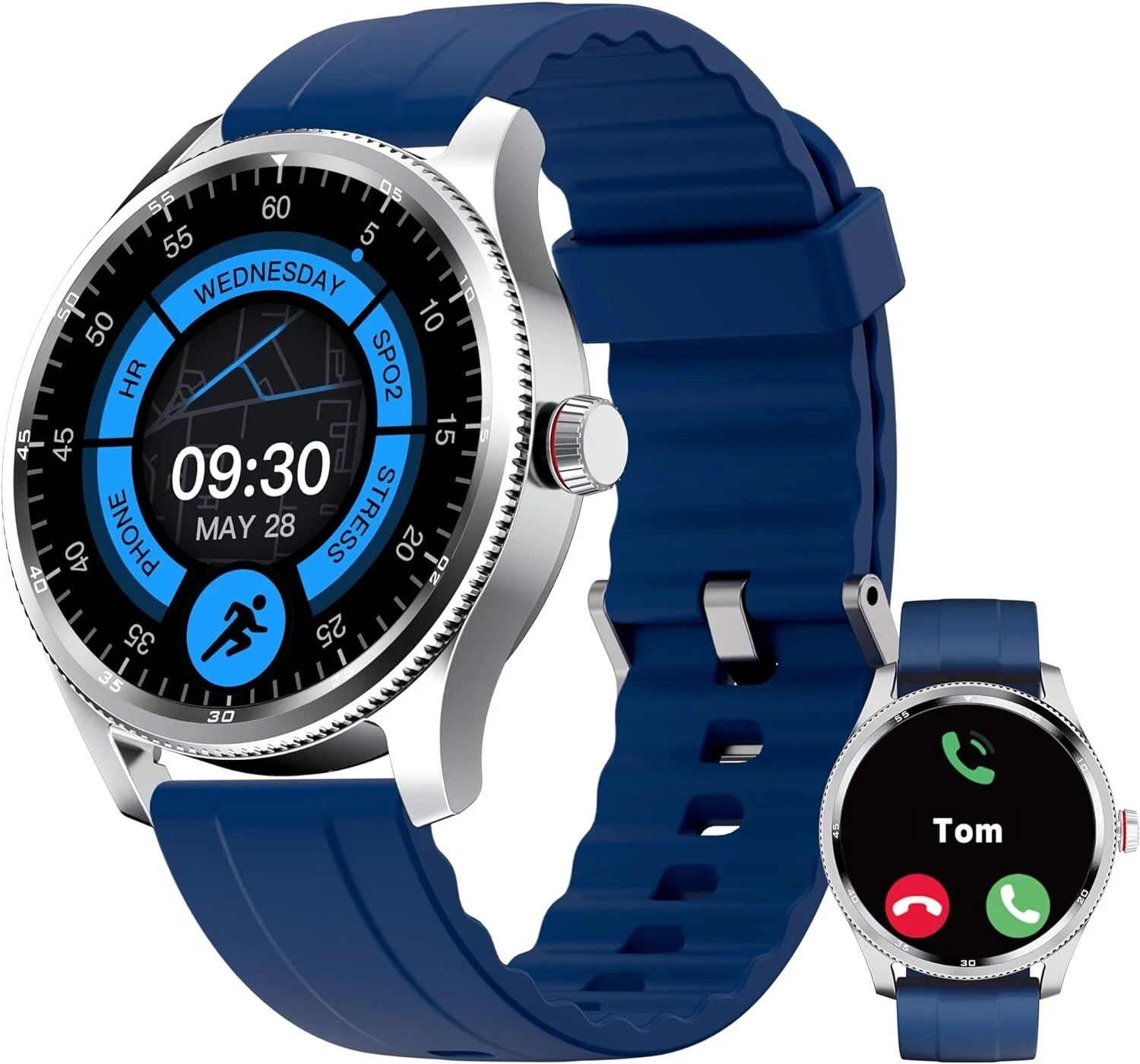 Smartwatch Women Men for Android iOS Fitness Watch Heart Rate Monitor Pedometer Blue
