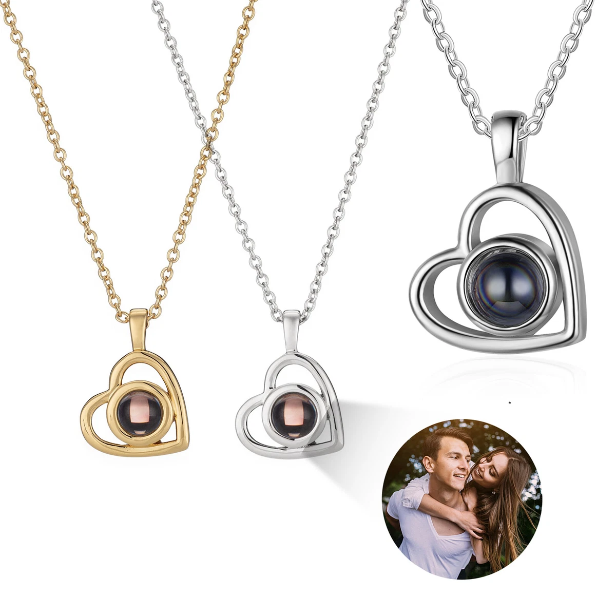 Love Heart Projection Necklace, Custom Memorial Photo Pendant Jewelry –  Lifellx