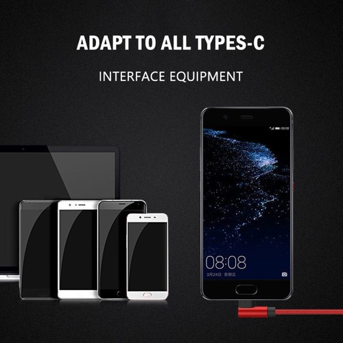 USB C Cable Right Angle 90° Elbow Nylon Braided USB A To C 66W Fast Charging - Photo 22 sur 33