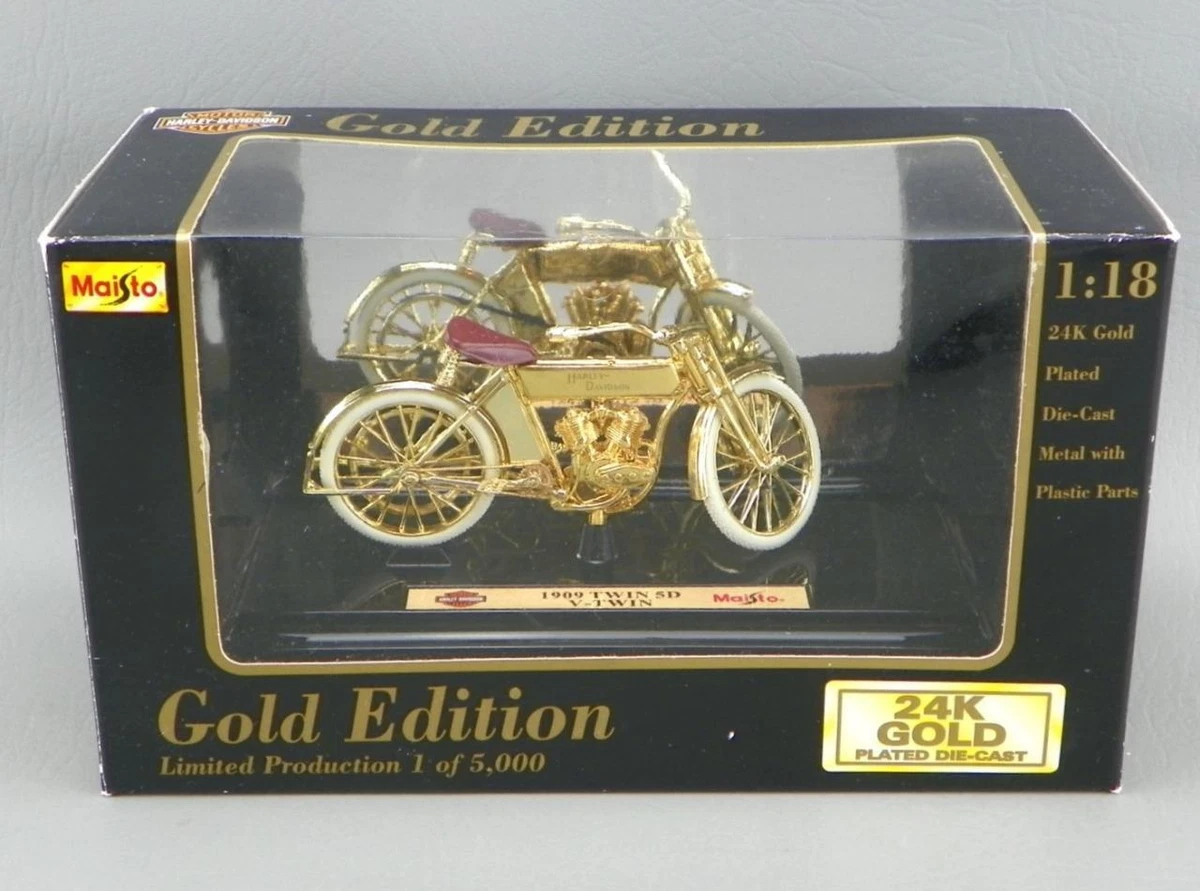 Maisto Lmt 1 5000 Gold Diecast 1 18 Harley Davidson 1909 Twin 5D
