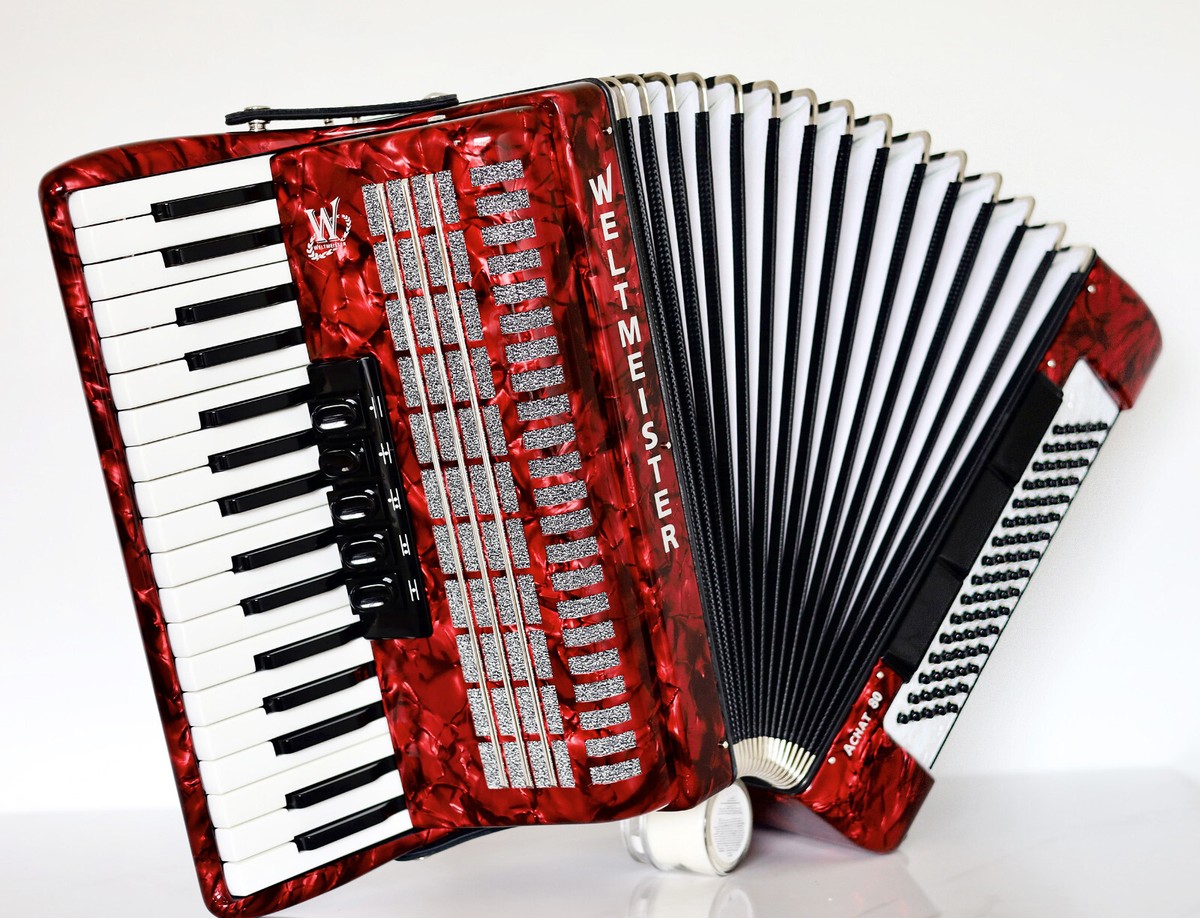 Accordéon Débutant Doact 22 Touches 8 Basses - Rouge - Apprentissage Musique Adultes/Enfants