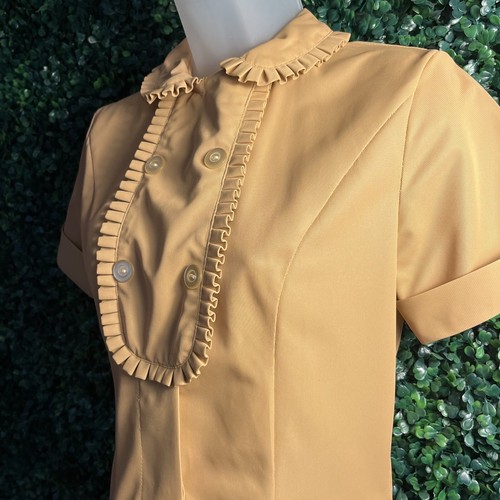RARE! Vintage ANGELICA Uniform? Dress Size-30 Mustard Yellow Short Sleeve USA - Picture 16 of 21