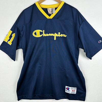 #ad NWT Champion Mens Large Glen Rice 41 Jersey Navy amp; Yellow Shooting Shirt Retro $43.53