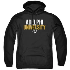 Adelphi University Adult Pullover Hoodie Stacked, Black, S-3XL