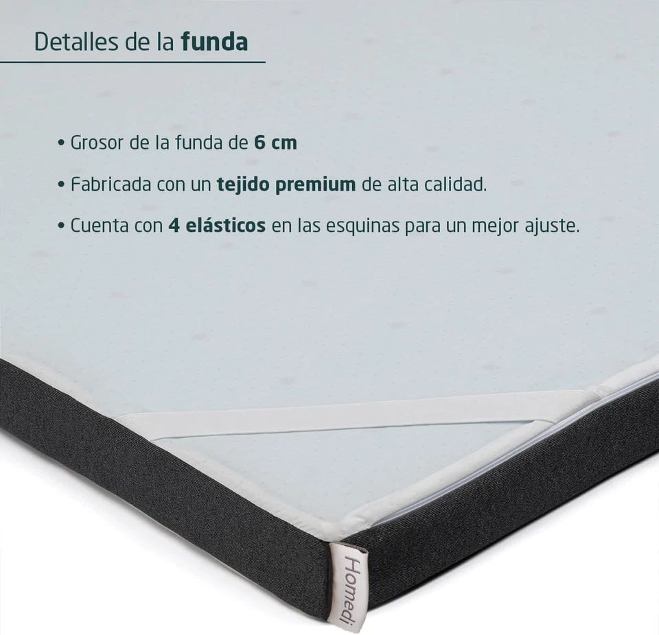 Topper 100% Viscoelastico per Materasso - Copertura Rimovibile E Lavabile - Sopr - Immagine 4 di 4