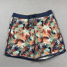 Patagonia Shorts Mens 34 Orange Wavefarer Board Short Swim Summer Scallo Hem AOP