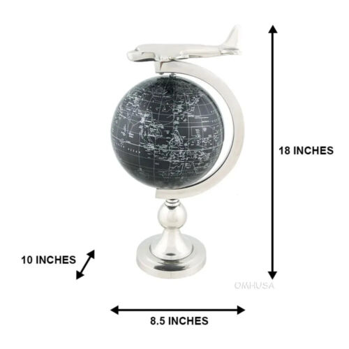 Flugzeug auf Globe mit Messingständer | Handgefertigte Kunststoffkugel mit Aluminiumflugzeug - Bild 2 von 8