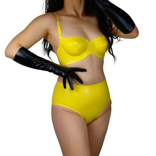 Rose Pink LATEX Rubber GLOVES Thin 2nd Skin Faux Leather for Halloween Fashion - Picture 8 of 22