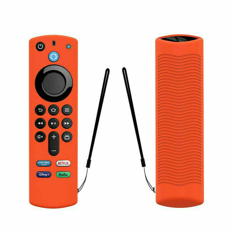 OneBom Cover In Silicone Per Telecomando Alexa Fire TV Enhanced (2 Pezzi) - Antiscivolo, Con Cordino, Viola E Rosso - 2