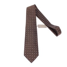 Tom Ford NWT Neck Tie in Brown and Navy with White Polka Dots 100 Silk