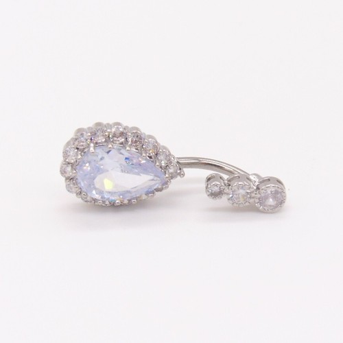 Belly Bars Button Piercing Bar Dangle Navel Body Jewellery Gem Ring Silver Gift - Picture 8 of 8