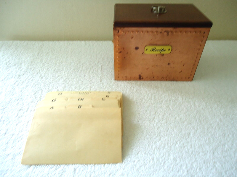 Vintage Wooden Recipe Box With Some Labels " Great Rare Collectible Item "