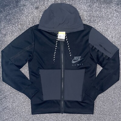 Nike Air Max Part Woven Full Zip Hooded Jacket Black, Mens Size Small 2017 BNWT