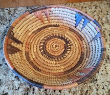 Vintage Tribal Tightly Hand Woven Wedding Basket Geometric Pattern 9.5"
