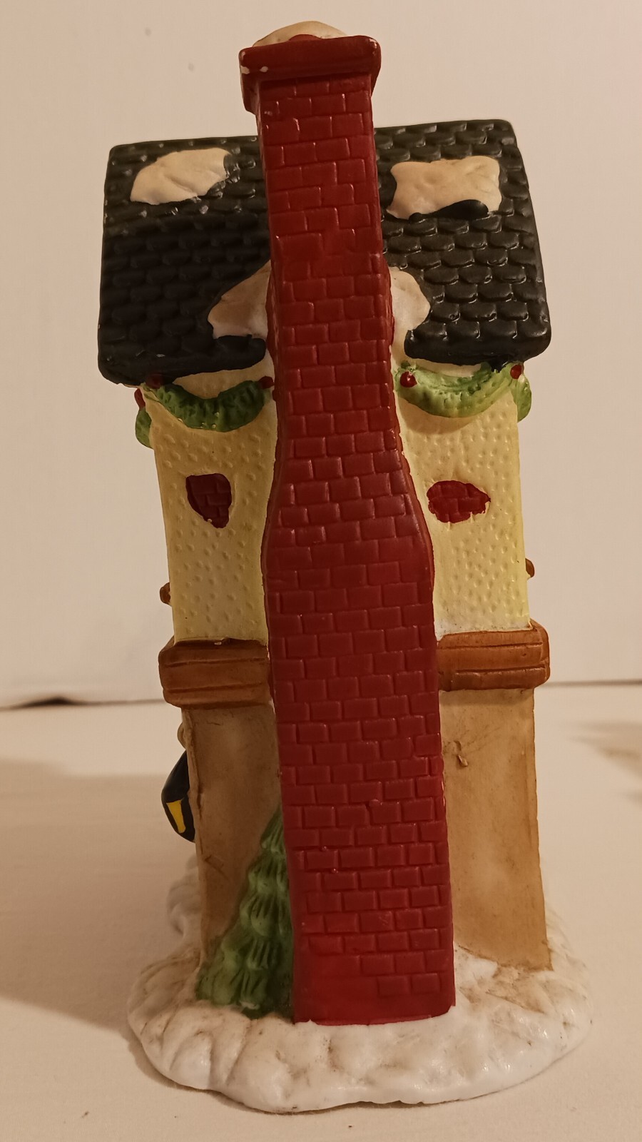 2 Vintage Porcelain Christmas Village Buildings TRAIN STATION & INN 6.5"