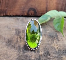 Beautiful Peridot Gemstone Ring 925 Sterling Silver Wedding Gift Promise Gift