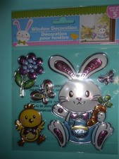 NEW FOIL Spring Easter Chick Boy Bunny Window Stickers Clings Decorations 5 pcs