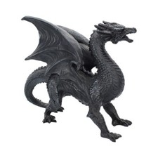 Large Fantasy Ornament Figurine Gothic Standing Black Dragon Watcher 31cm Gift