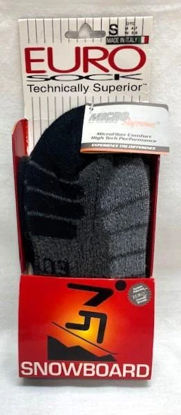 Chaussettes de snowboard unisexes Eurosock's Board gris foncé taille S NEUVES